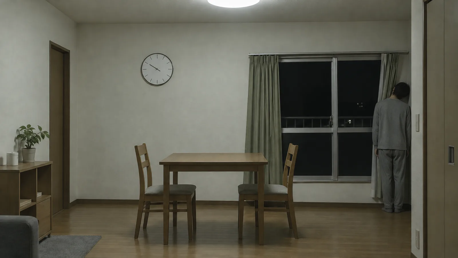 隅に立つ人の想像のイメージ